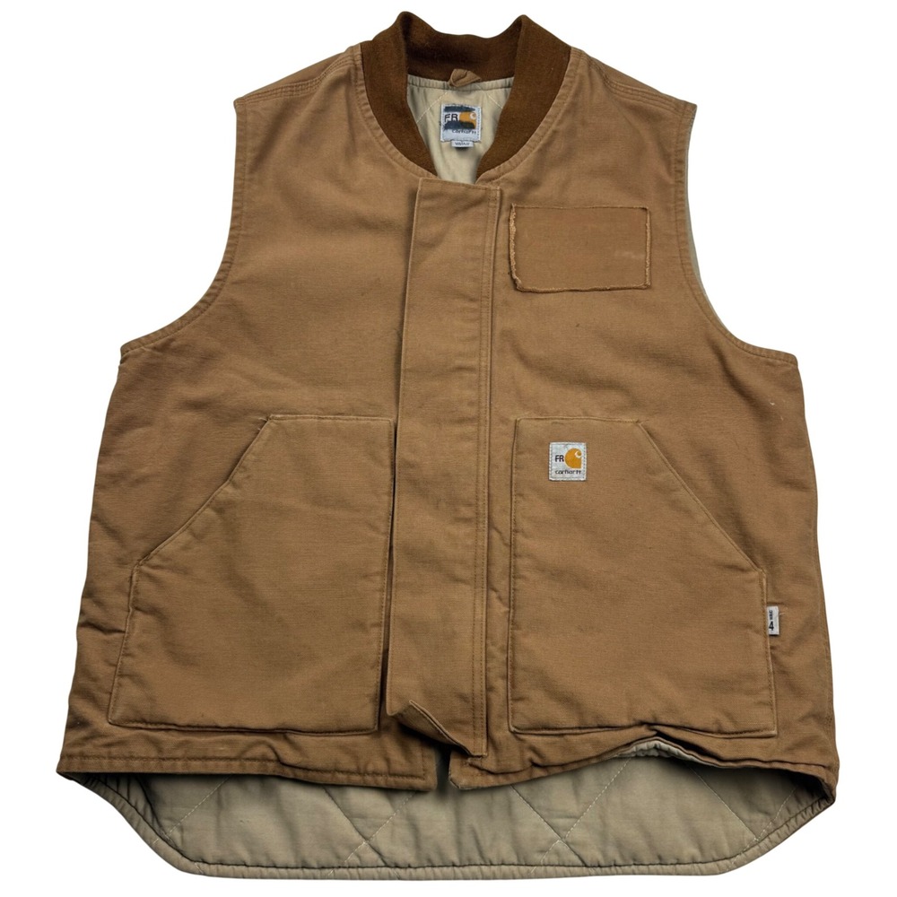 Carhartt FR Flame Resistant Duck Vest Brown FRV038 BRN Mens Large Mock Neck